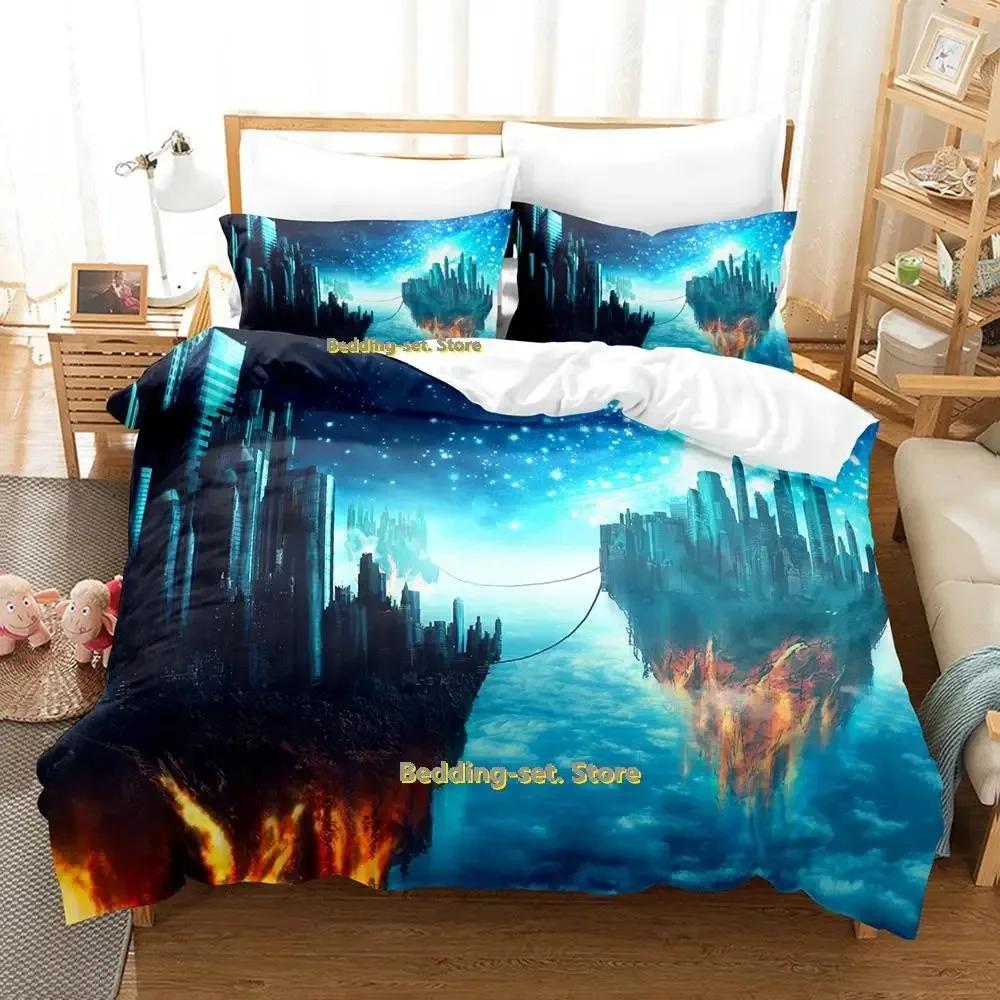 New Sci Fi City Bedding Set Single Twin Full Queen King Size Bed Set Adult Kid Bedroom Duvetcover Sets Anime Parure De Lit Bed