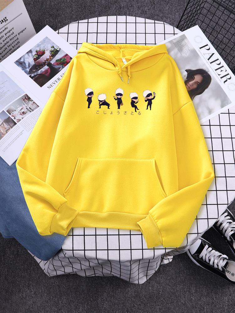 Anime Jujutsu Kaisen Lil Gojo Graphic Hoodies Vintage Oversized Hooded Sweatshirt Long Sleeves Cotton Hoodie Men Women Clothes