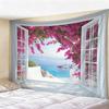 Window View Tapestry Wall Hanging, Scenic Nature Landscape Backdrop, Artificial Window Wall Decor for Bedroom Living Room