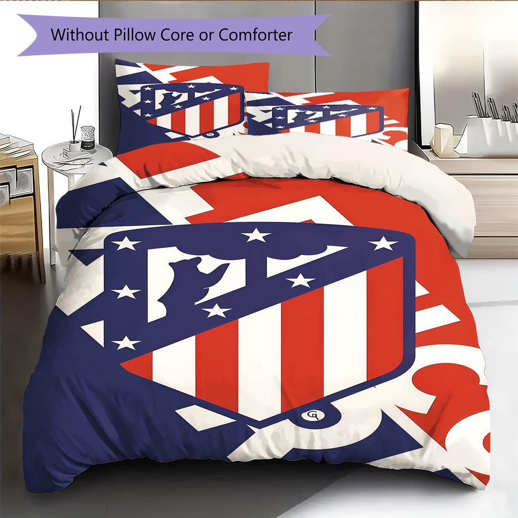 Atlético Madrid Bettwäsche Bettdecke Set Bettbezug Kissenbezug Heimdekoration Geburtstagsgeschenk (1 Bettbezug + 2 Kissenbezüge, ohne Füllung)