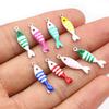 20 Stück 18x5mm Emaille Gestreifte Fisch Anhänger Edelstahl DIY Schmuckherstellung Zubehör für Ohrringe Halsketten Schlüsselanhänger