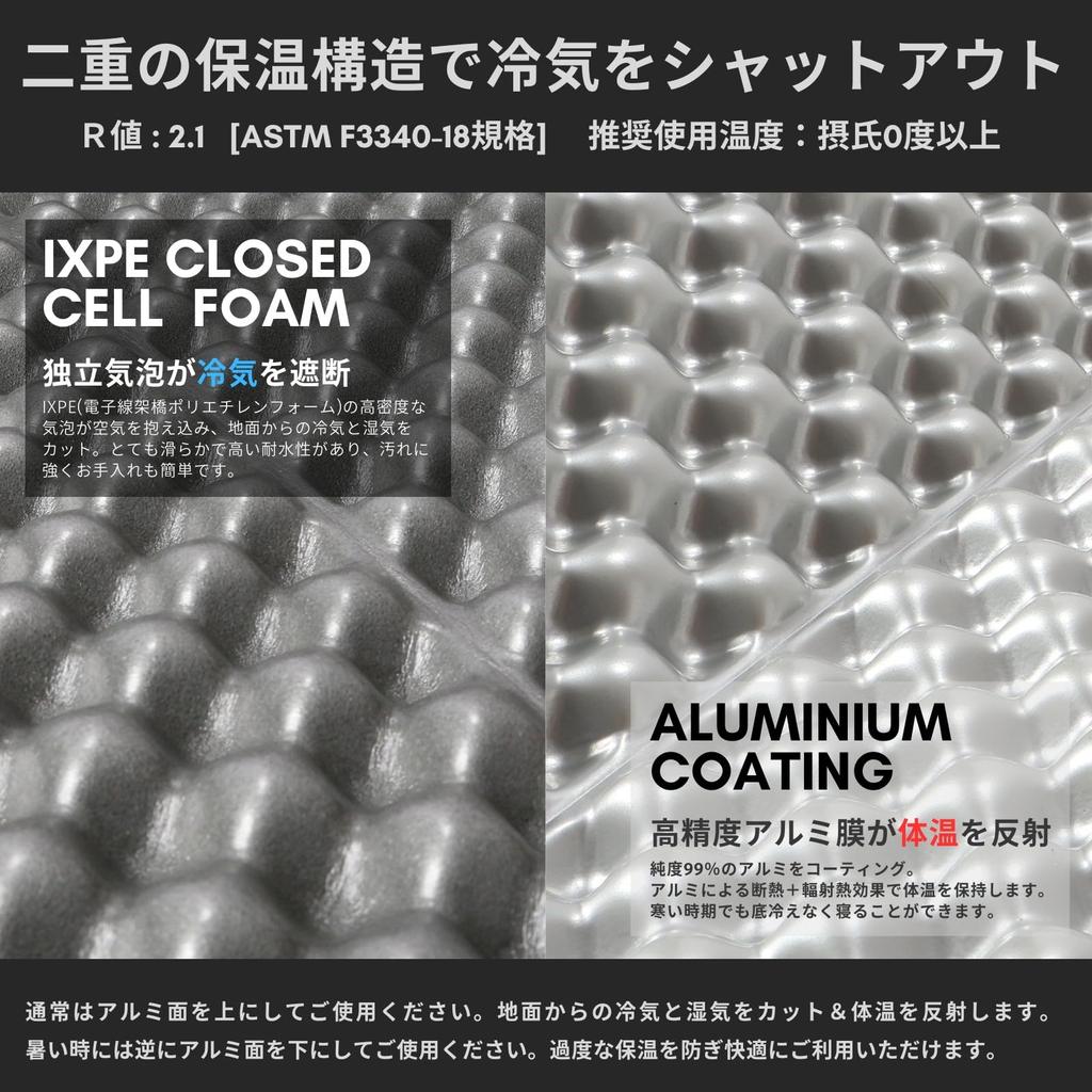 FOXTAIL Camping Mat High Durability Aluminum Coating Ultra Light Outdoor Sleeping Mat IXPE UL Closed Cell Silver Matte Gray