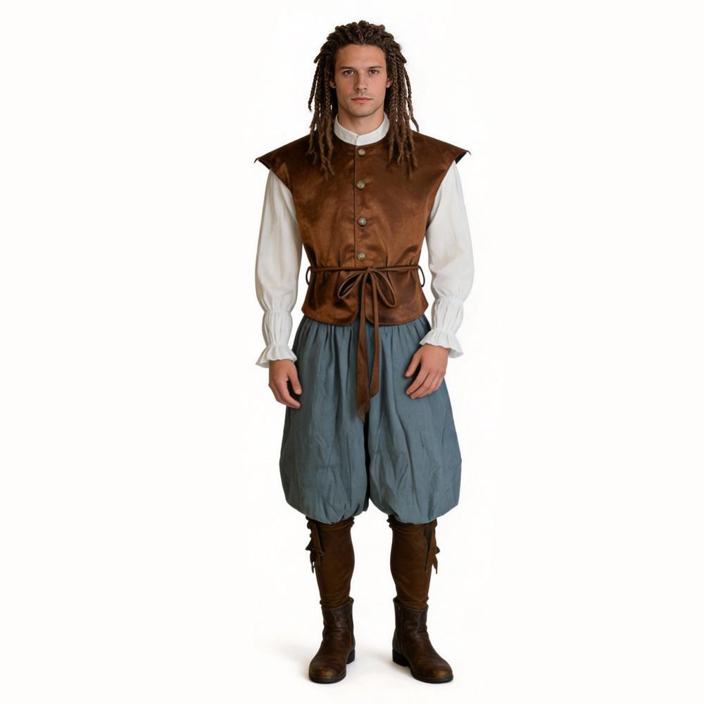 Renaissance Pirate Cosplay Outfit With Velour Material For Theatrical Events