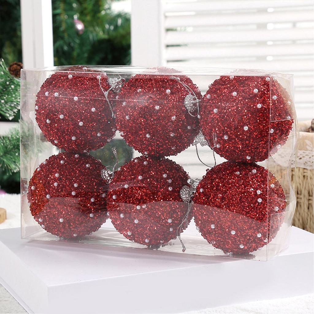 Foam Christmas Tree Ball Pendants 6pcs/box Hanging Christmas Ball Pendant Ornament Christmas Baubles Balls Ornaments