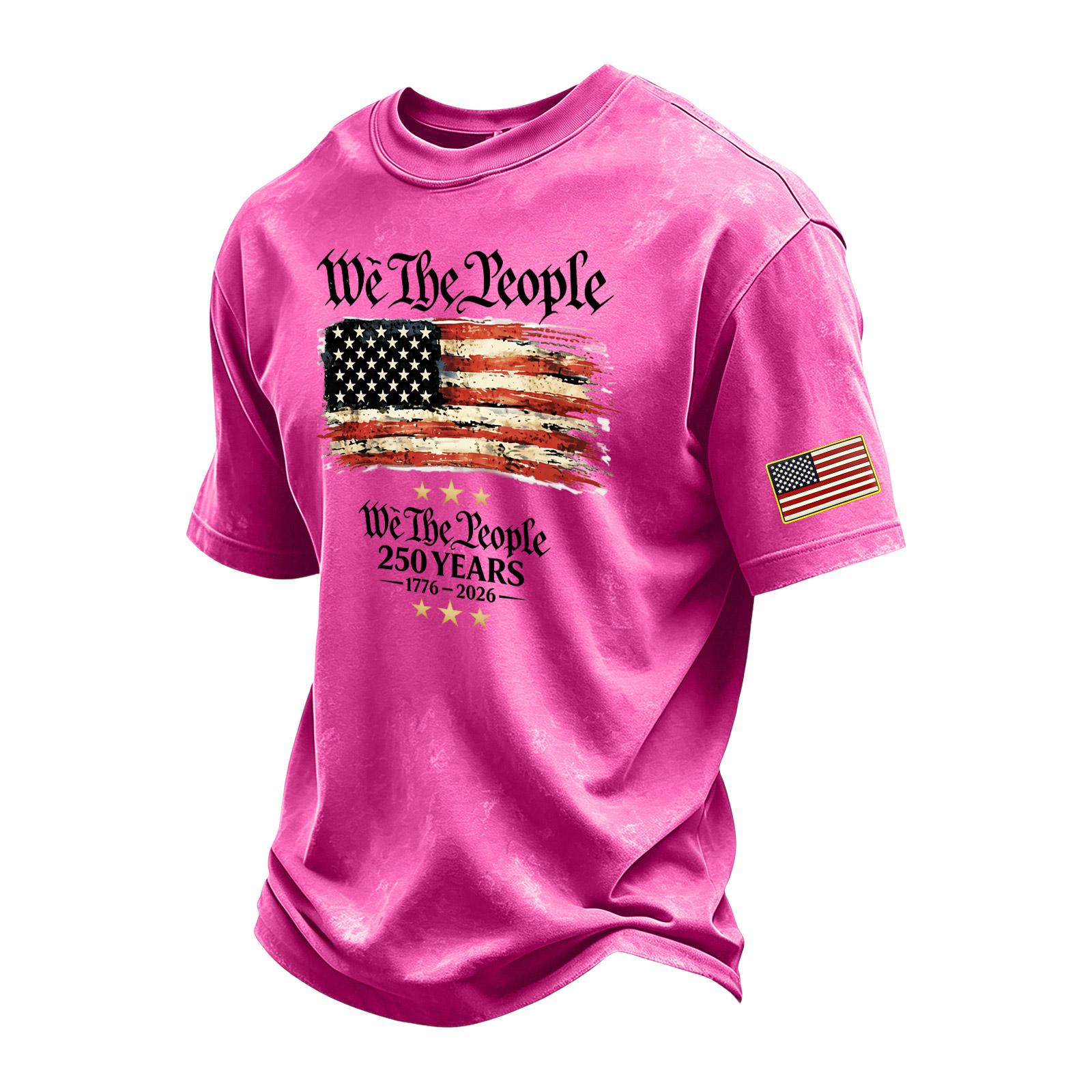 

Men s Vintage Washed Crew Neck Short Sleeve T Shirt with Independence Day Graphic Print and Sleeve Patch for Casual Wear L