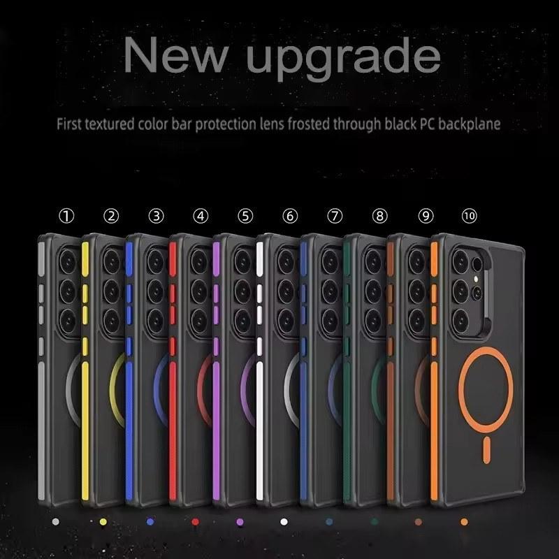 Husă magnetică pentru telefon pentru Samsung Galaxy S25 S23 S22 S24 Ultra Plus Magsafe Încărcare fără fir Husă mat translucidă rezistentă la șocuri