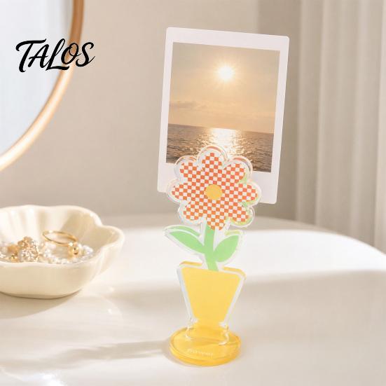 Rounded Edge Memo Clip Acrylic Desk Holder, Flower Shaped Photo Display Stand, Home Polaroid Office Table Number Holder for Cards Paper Note Postcards