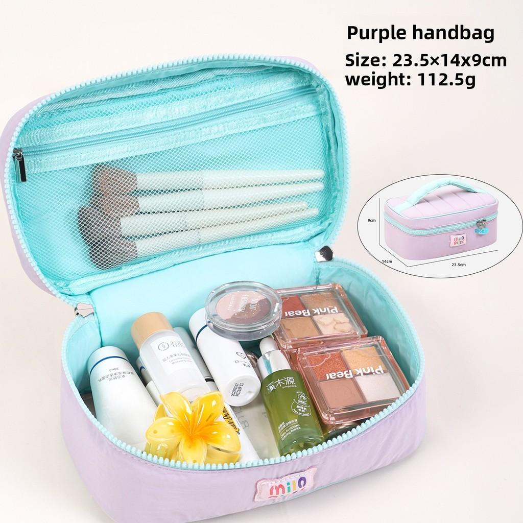 Summer Dopamine Macaron Colorblock Makeup Bag For Travel And Storage