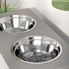 3 Height Adjustable Raised Dog Bowls, Dog Feeding Storage Station W/ Slow Feeder Mat, 2 Stainless Steel Bowls