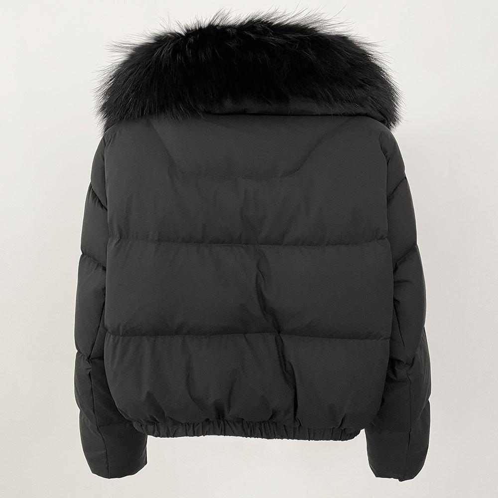 OFTBUY Geacă de Iarnă Femei Guler Mare din Blană Naturală de Raton Real, Gros, Cald, Puf de Rață, Scurt, Îmbrăcăminte Exterioară, Streetwear, Larg, Casual