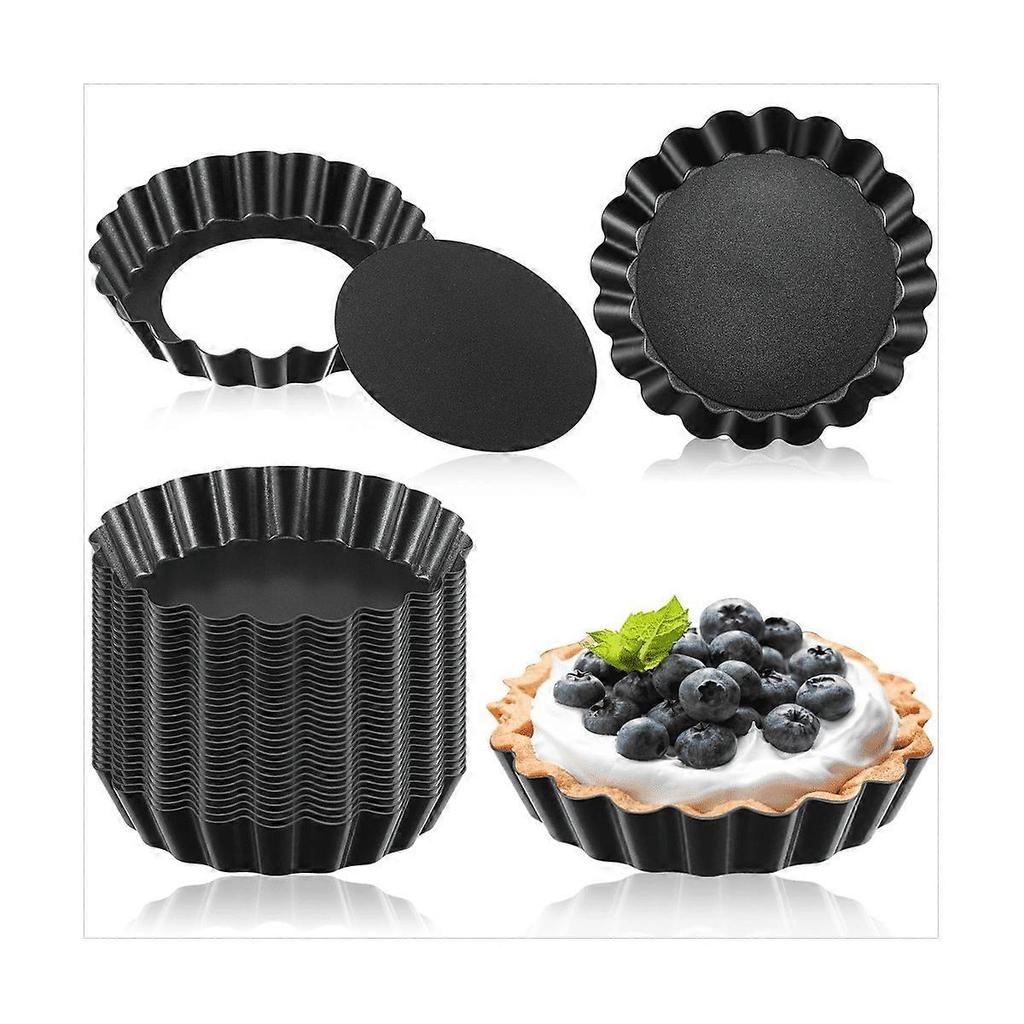 32PCS 3 Inch Mini Tart Pans Egg Tart Mold with Removable Bottom Round Quiche Pan Mini Pie Pans Bakeware Mold