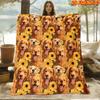 1pc 2D Flat Printing Spring And Summer New Arrival Golden Retriever And Sunflower Theme Digital Print Blanket, All-Season Use, Casual Throw, 100% Poly