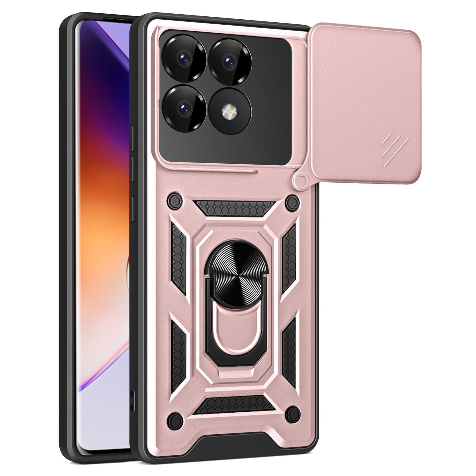 

Для Xiaomi Poco F6 Pro 5G/Redmi K70 5G/K70 Pro 5G Чехол PC+TPU Подставка Чехол для телефона со сдвижной крышкой для камеры Rose Gold