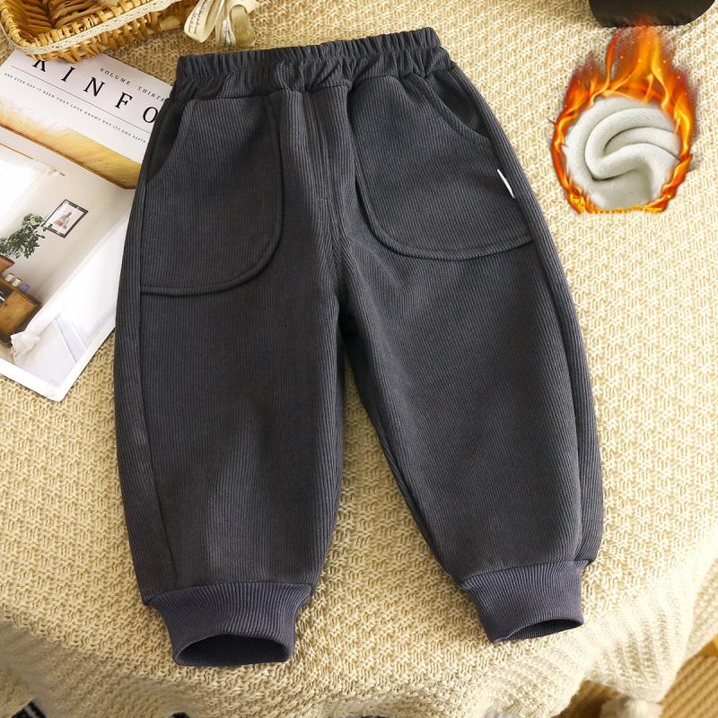 Children Velvet Pants Autumn Winter New Solid Color Boys Kids Thick Warm Sports Trousers Simple Fashion Korean Girls Baby Pants