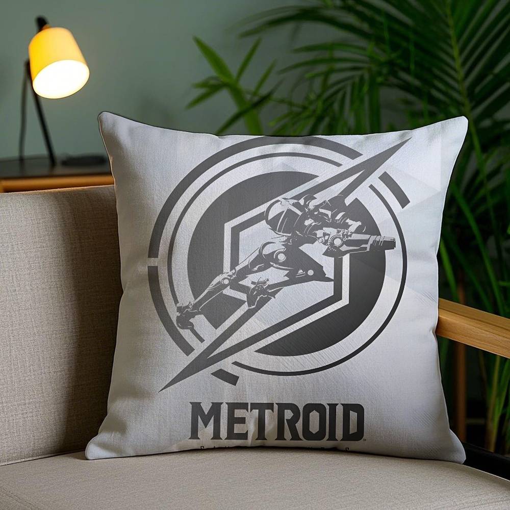 Игра M-Metroid-MT Крутой Солдат Наволочка Антипылевой клещ Наволочка Невидимая молния Шелковистый короткий плюш Чехол для диванной подушки 12x12Inch