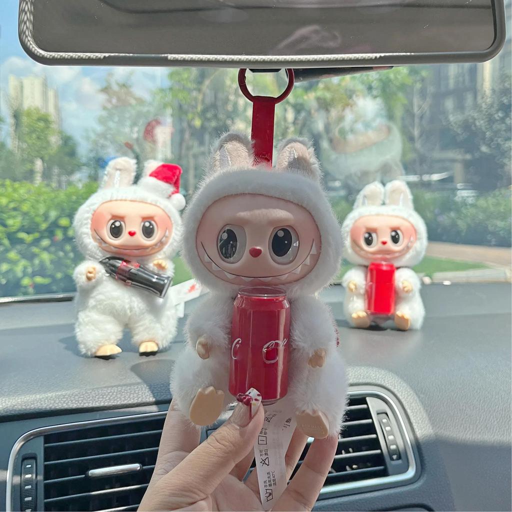 LABUBU G3 Vintage Bottle Car Charm 1:1 High Quality Replica Premium Vinyl Auto Decor Mirror Dashboard Vent Clip Ornament Safe Driving Collectible Gift