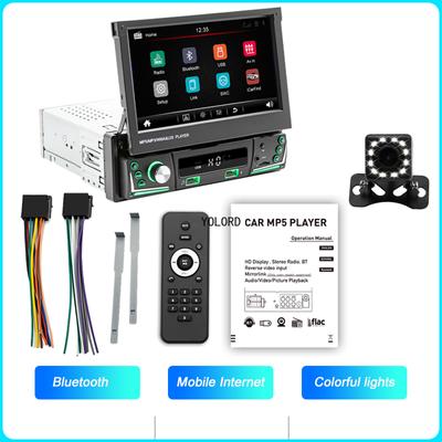 1 Din 7-Zoll Autoradio Touchscreen Bluetooth MP5-Player TF USB TYP-C Schnittstelle Bunte Lichter Rückfahr-Rückansicht