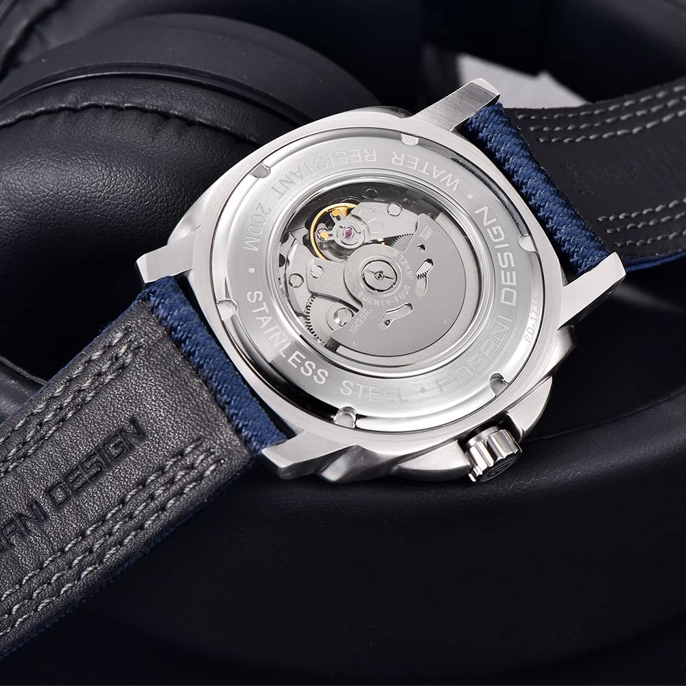 Pagani Design Made in Seiko NH35 Marina Militare Stainless Nylon Leather Sapphire Perfect for and PAGANI DESIGN Men's Watch, Japan, Movement,