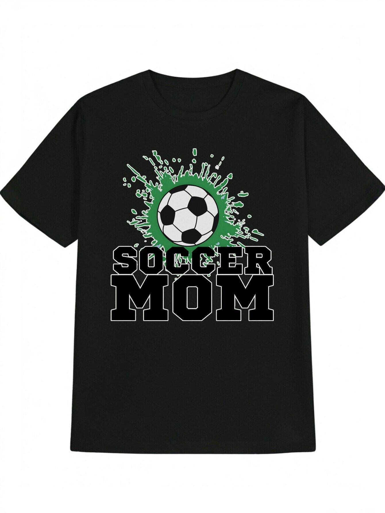 Casual Crew Neck T-shirt - Soccer Mom Graphic Print XXL