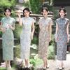 1011 summer new tencel hemp cheongsam national style thin retro slim long sleeveless wedding dress