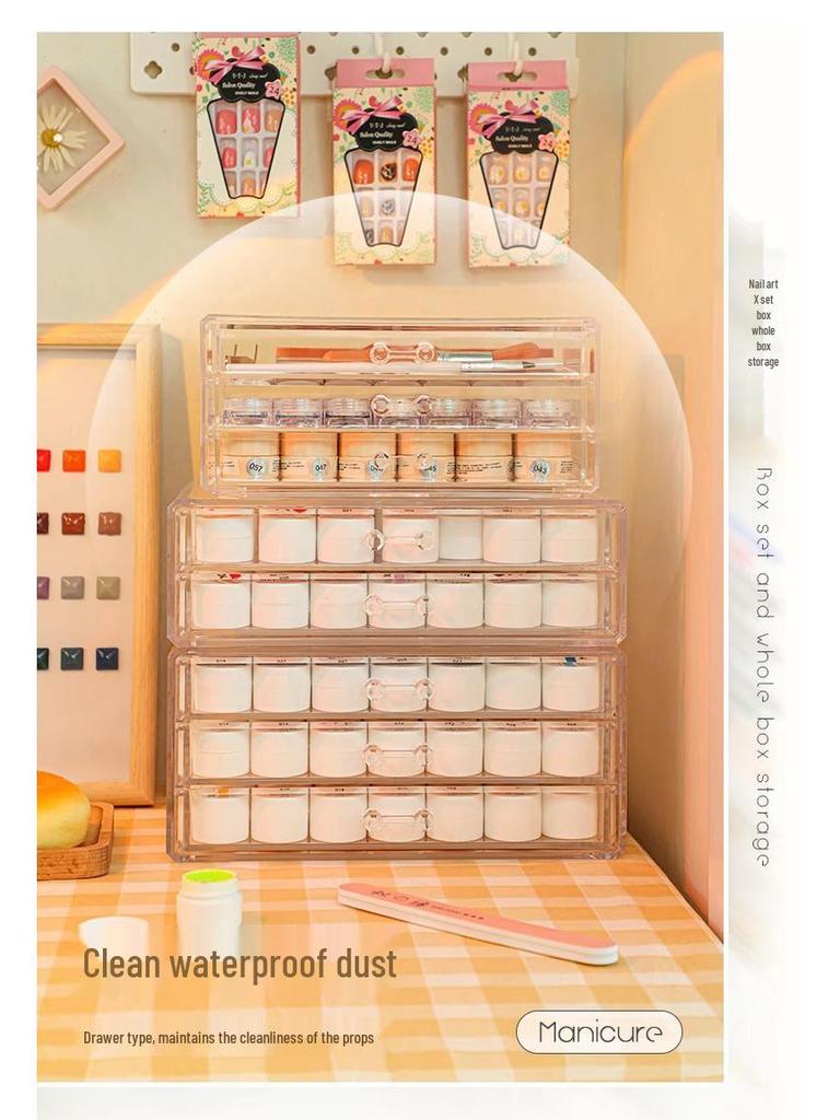 Acrylic Transparent Nail Art Storage Box with Drawers