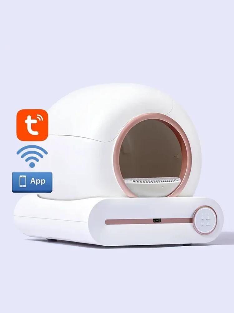 

Tonepie Smart Cat Litter Box Автоматическая самоочистка Wi-Fi App Control Лоток для туалета для домашних животных Ионный дезодорант 65 л Многоязычный