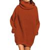 Lockerer, hochgeschlossener, mittellanger, langärmliger Strickpullover in Volltonfarbe für den Freizeitgebrauch für Damen