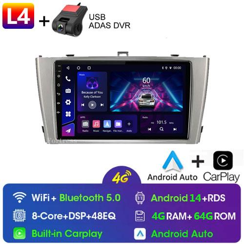 Android 14 Carplay Auto Car Radio For Toyota Avensis T27 2009 2010 2011 2012-2015 GPS Navigation Multimedia Player DSP Stereo 4G