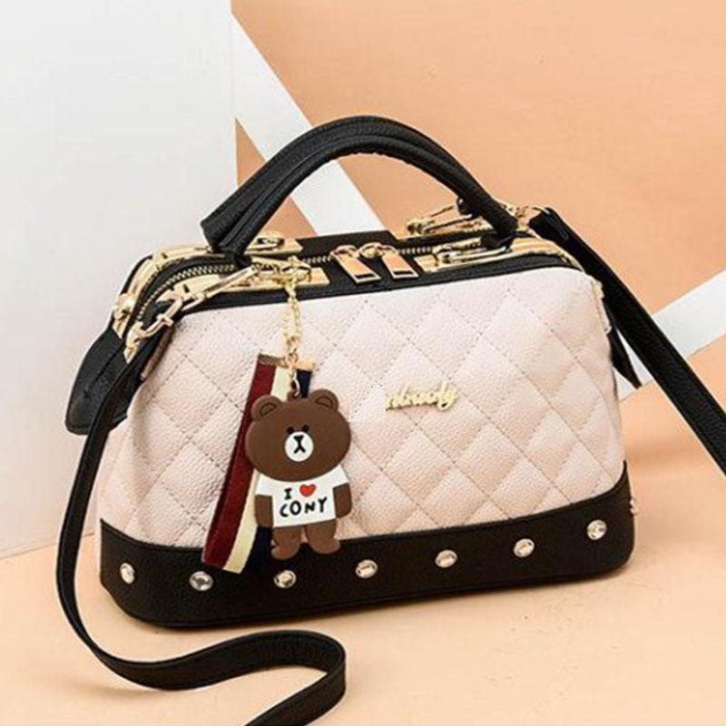 

New Woman shoulder bag Large capacity Handbag for Women Crossbody bag Lychee pattern Portable bucket bag ladies messenger bags бежевый