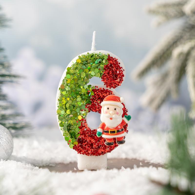 Innovative Santa Claus Number Candle 0-9 Handmade DIY Decoration Christmas Atmosphere Products