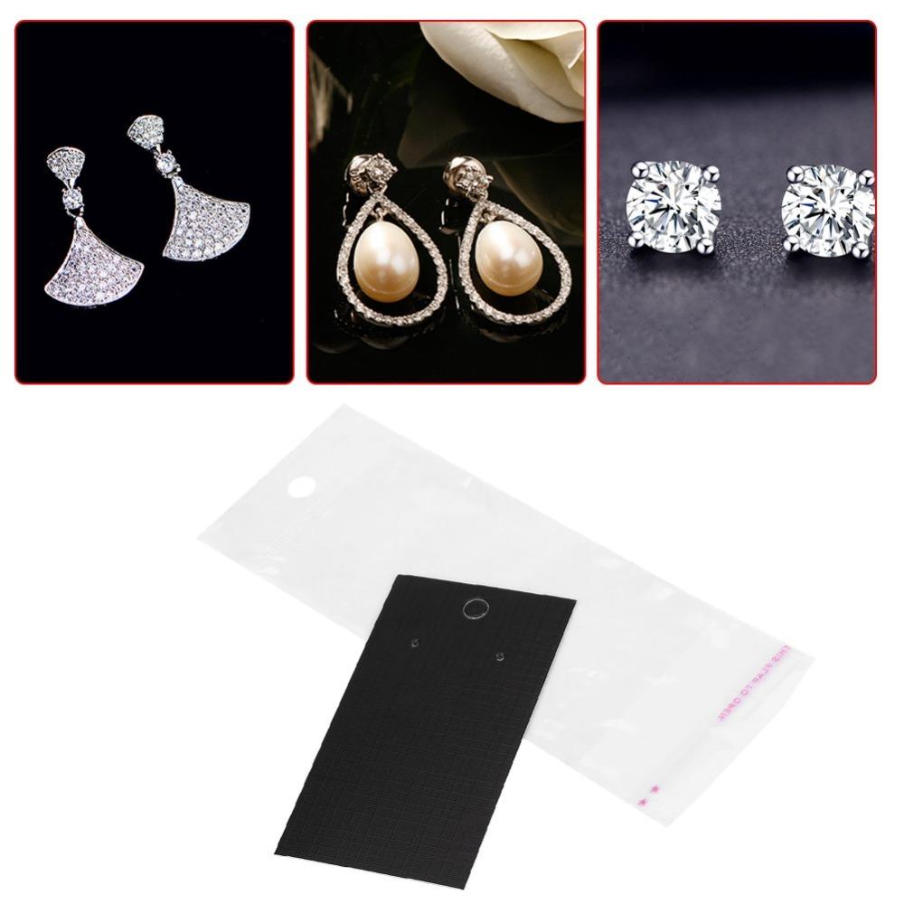

100pcs Plastic Jewelry Display Cards Black Jewelry Packaging Supplies Accessories Packaging