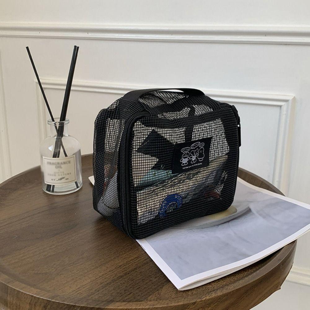 

Portable Grid Cosmetic Bag Visibility Zipper Pouch Multi-function Travel Toiletry Pockets Home Rectangular Makeup Bag
