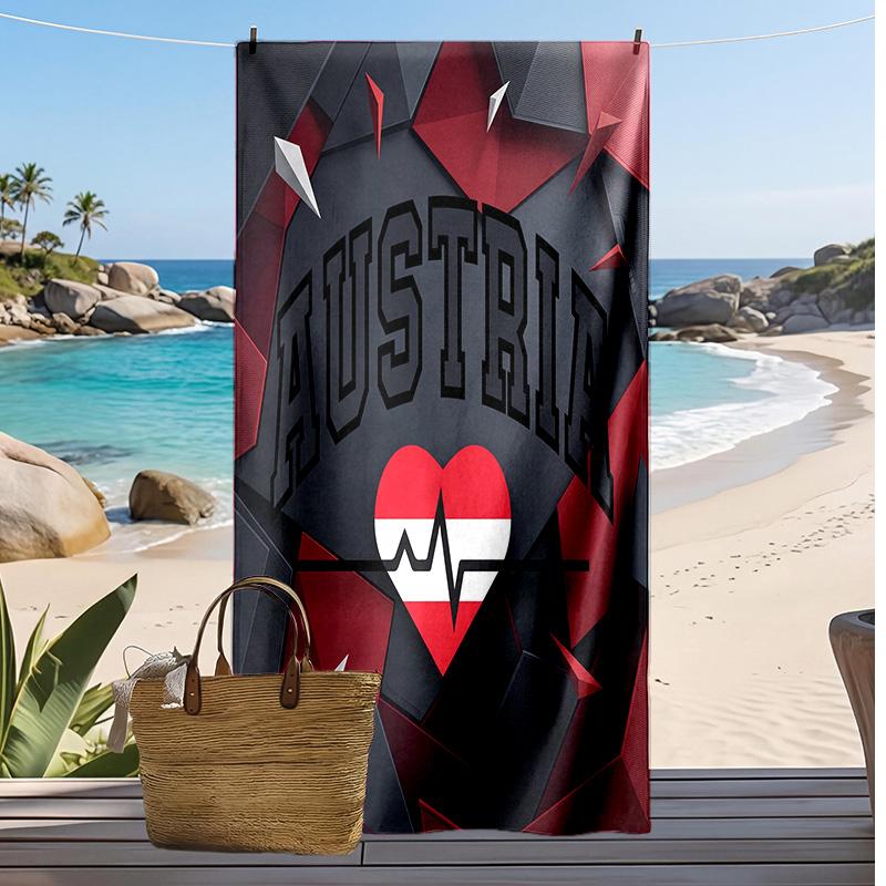 Österreich Fußball Druck Strandtuch Schnelltrocknend Super Saugfähig Weiches Badetuch zum Schwimmen Strand Reisen Fan Souvenir Geschenk