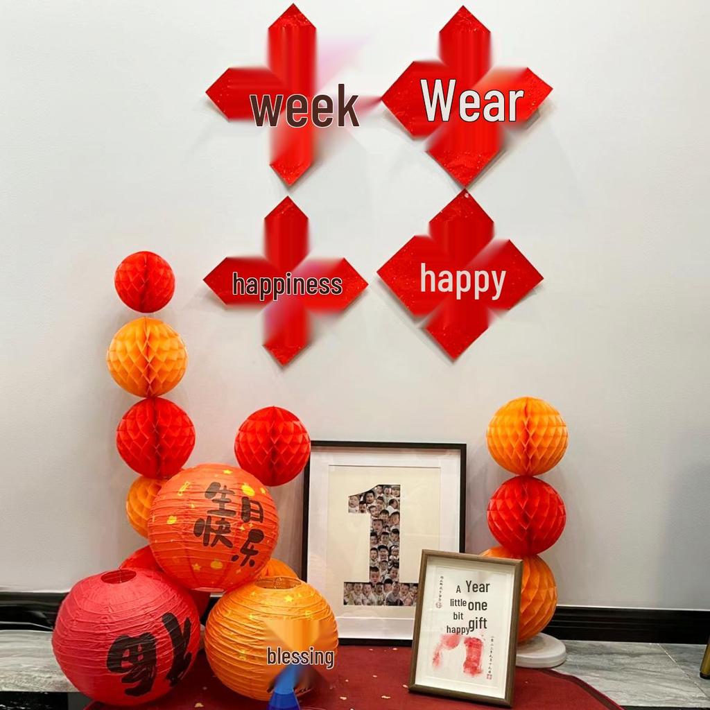 Chinese New Year Lantern Honeycomb Ball Decoration for Birthday and Photo Props