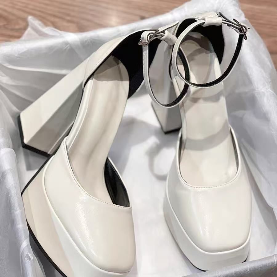 Super high heel Barbie shoes muffin sole thick heel fairy white Mary Jane shoes small wedding dress artifact wedding shoes