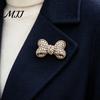 Daily Wear Fashion Jewelry Elegant Rhinestone Bow Brooch Pin for Women, Gold Tone Crystal Gift Her Lapel Pin, Accessory Wedding Party Dress Coat