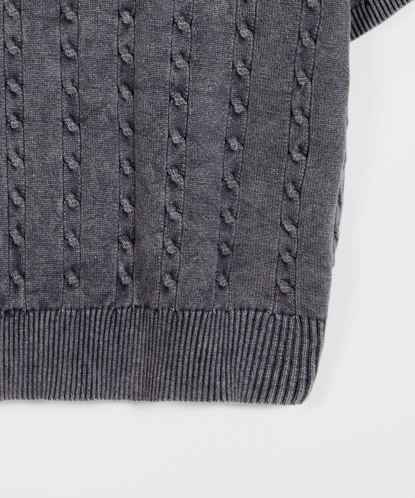 GLW Vintage Washed Cable Half Knit Charcoal