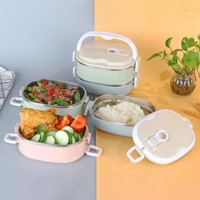 1 Set 800/1600/2400ml Lunch Box 1/2/3 Layer with Handle Stackable Thermal Stainless Steel Cold And Hot Food Storage Container Office Supplies