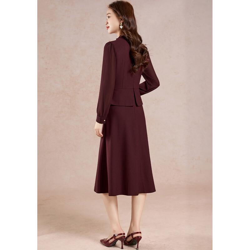 Elegant Spliced Faux Two-Piece Midi Dress