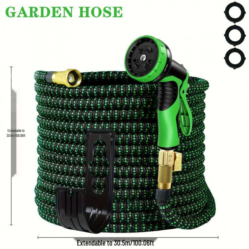 Garden Magic Telescopic Water Hose Set with 10-Function High-Pressure Spray Gun for Car Wash and Gardening