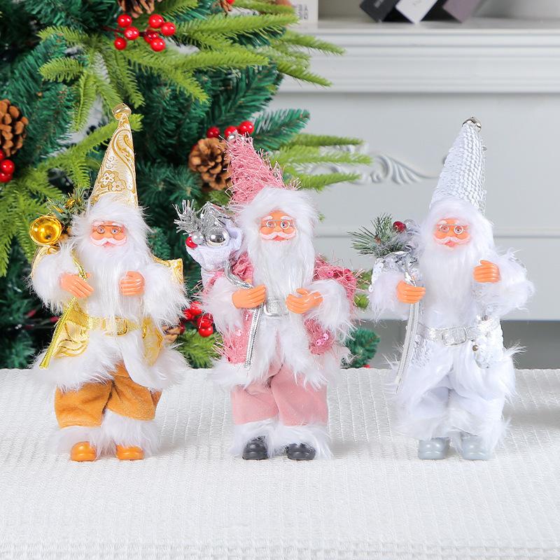 Zhongran 9-Inch Standing Santa Claus Ornament, Creative Christmas Tree-Hugging Doll Window Decoration Props