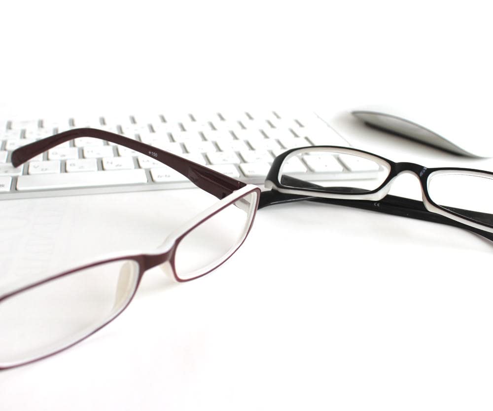Bayline Reading Glasses White Bicolor Square Unisex 892 Black x [Bayline] (Prescription Glasses) (+2.0, White)