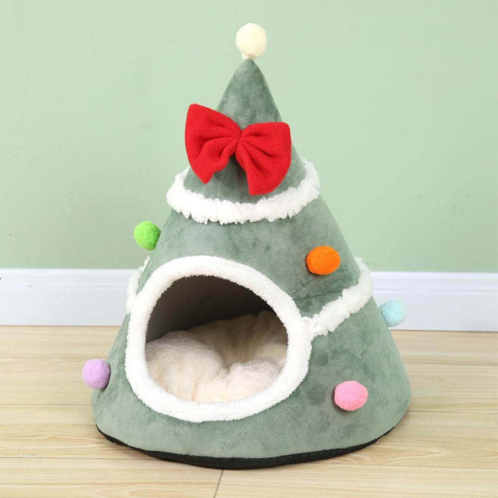 Christmas Indoor Cat House Animals Cold Winter Furniture Christmas Tree Shape Pet Cat House For Small Medium Large Breeds Living