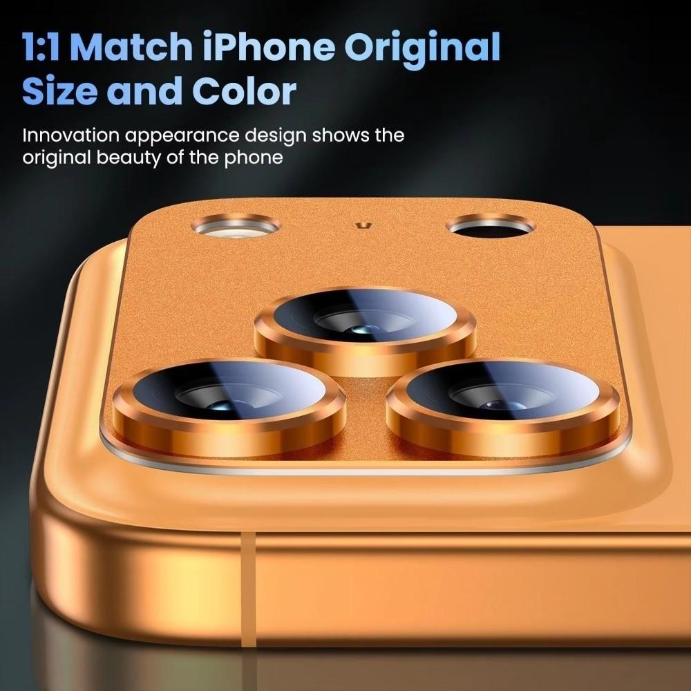 Metal Tempered Glass Lens Protector Full Cover Orange Back Camera Protective Film Strong Adsorption for iPhone 17Pro/17 Pro Max