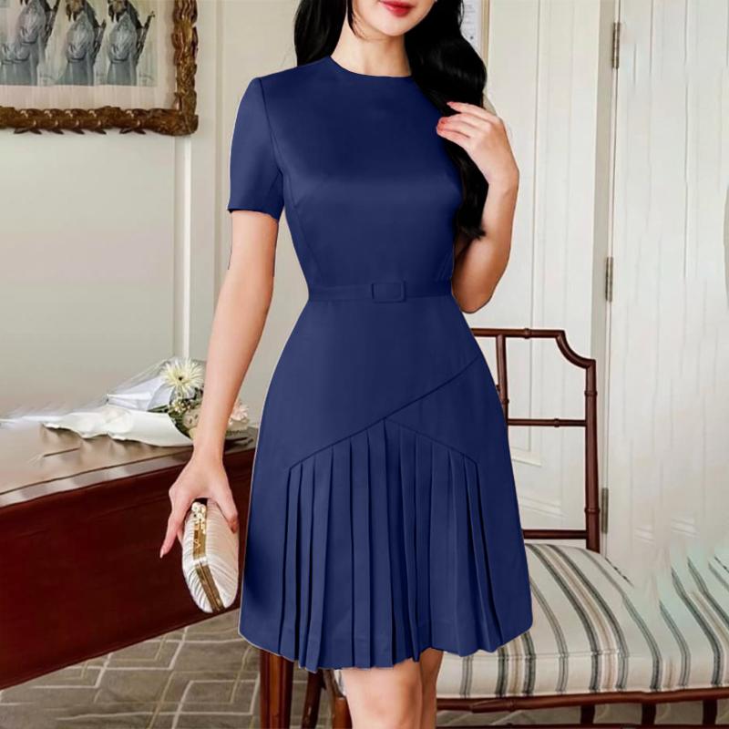 ZANZEA Women Casual Round Neck Summer Short Sleeve Dress