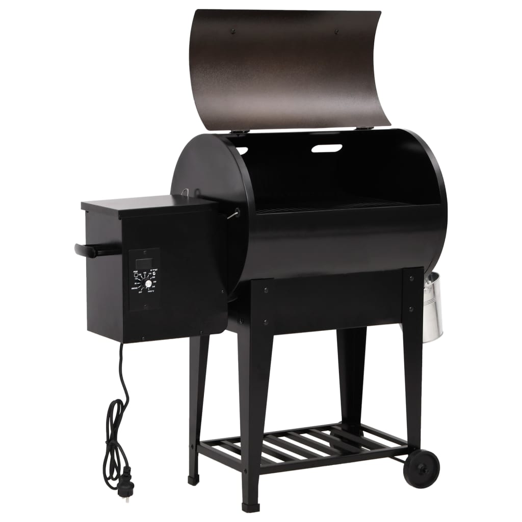 Pellet Grill with Shelf Black 94 Cm Iron