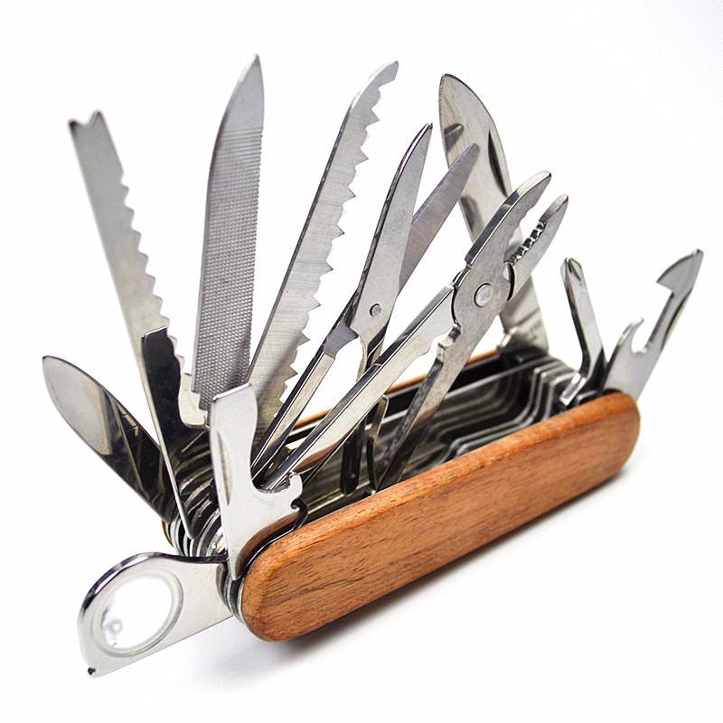 91mm Black-Red Stainless Steel Multi-tool Knife: 17 Parts, 30 Functions, Portable Survival Tool.