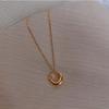 Gold-Plated S925 Sterling Silver Circle Pendant Necklace - Minimalist, Glossy, Clavicle Chain