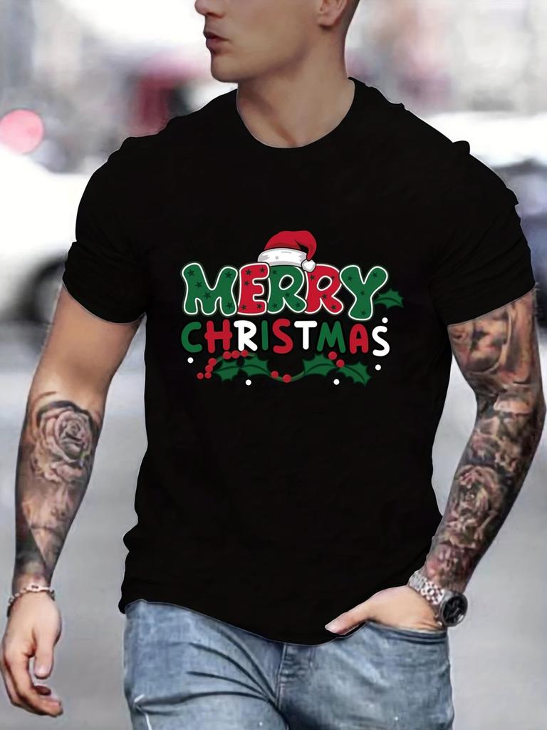 Merry Christmas Men's T-Shirts Summer Casual Round Neck Gym Tshirt Oversize Man Short Sleeve Tops Funny Harajuku Men's Clothes