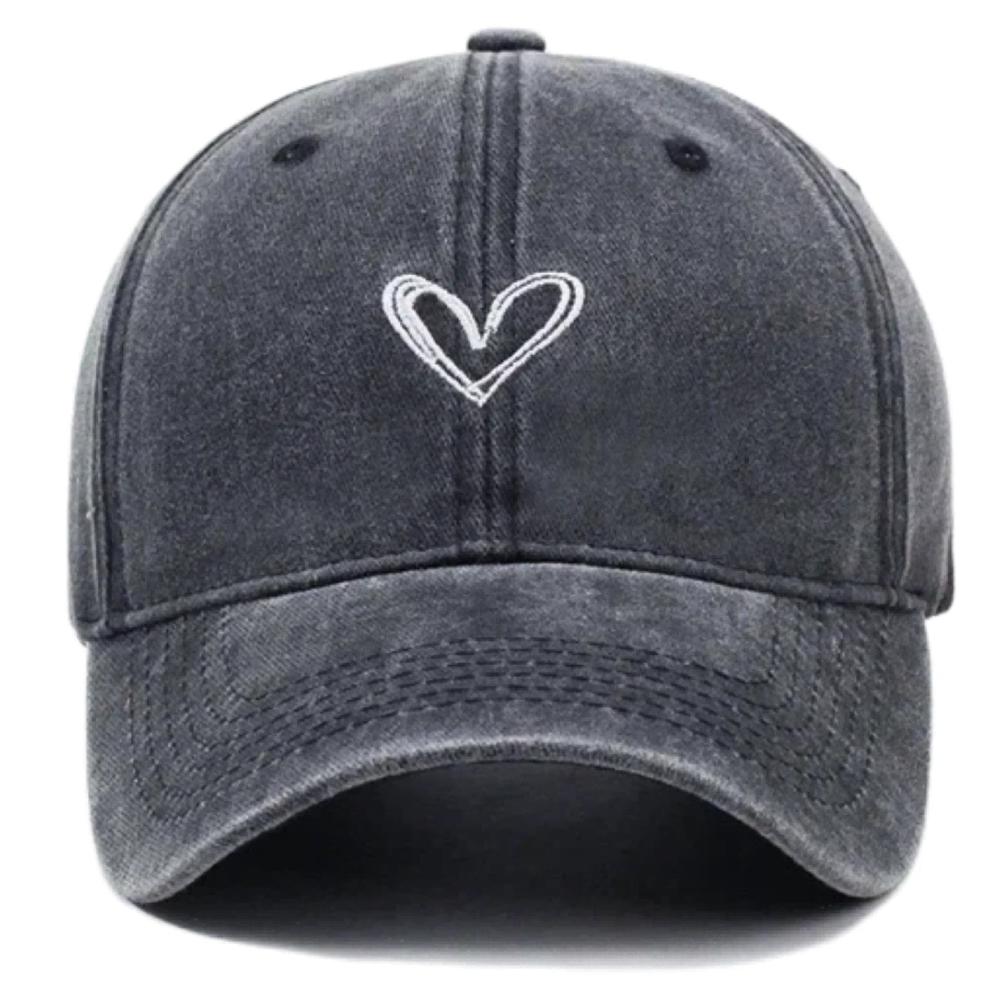 Vintage Heart Love Cap Baseball Washed Women'S New Brand Latest Fresh Hats Casual Adjustable Sun Shade Cap For Woman Streetwear Outdoor Dad Hat